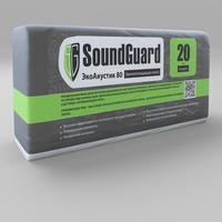 Плита звукопоглощающая ЭкоПлита 80 SoundGuard EcoAcoustic  1250х600х20 мм 0,15м3/7,5м2 ; 11,25 кг (уп)